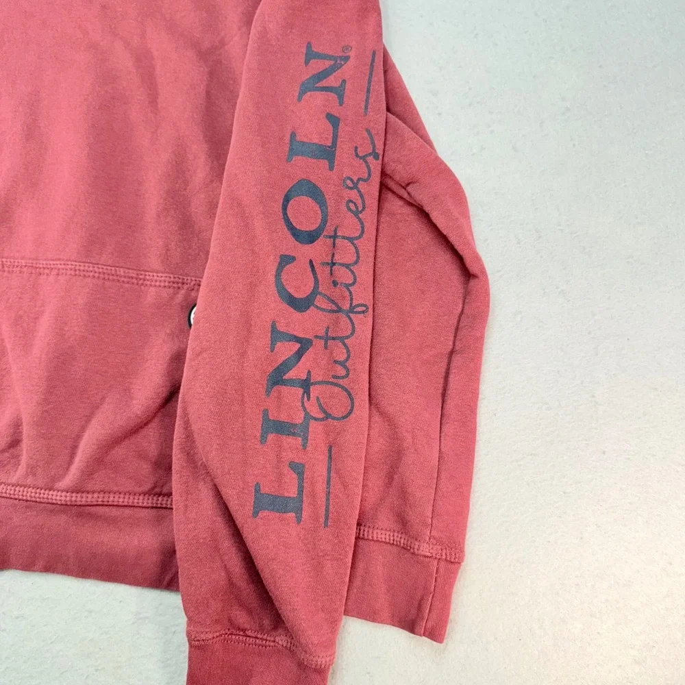 Lincoln Outfitters Hoodie Sweatshirt Youth L (12/14) Pullover Logo Sleeve Salmon